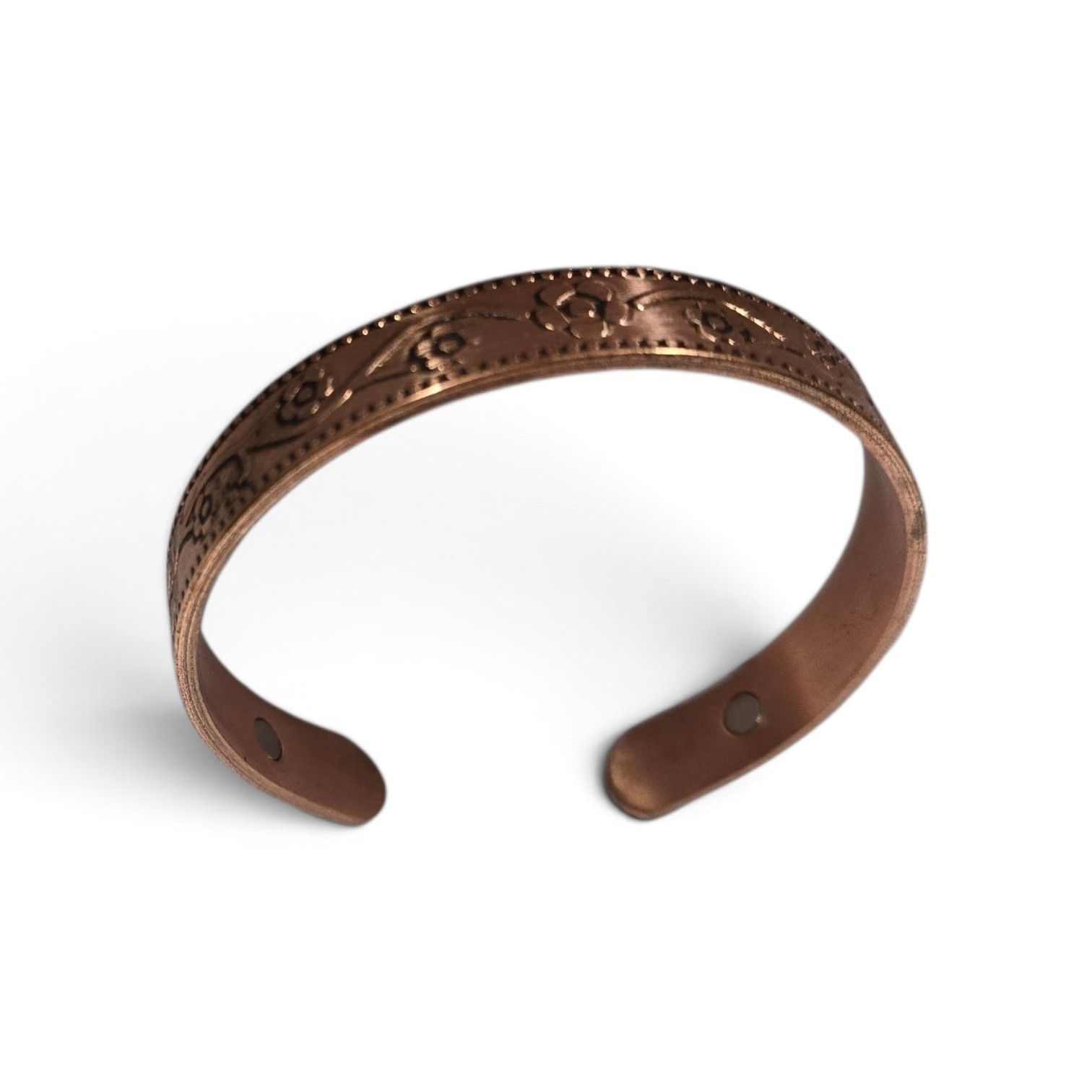 Armband koper bloem of lotusmotief magnetisch