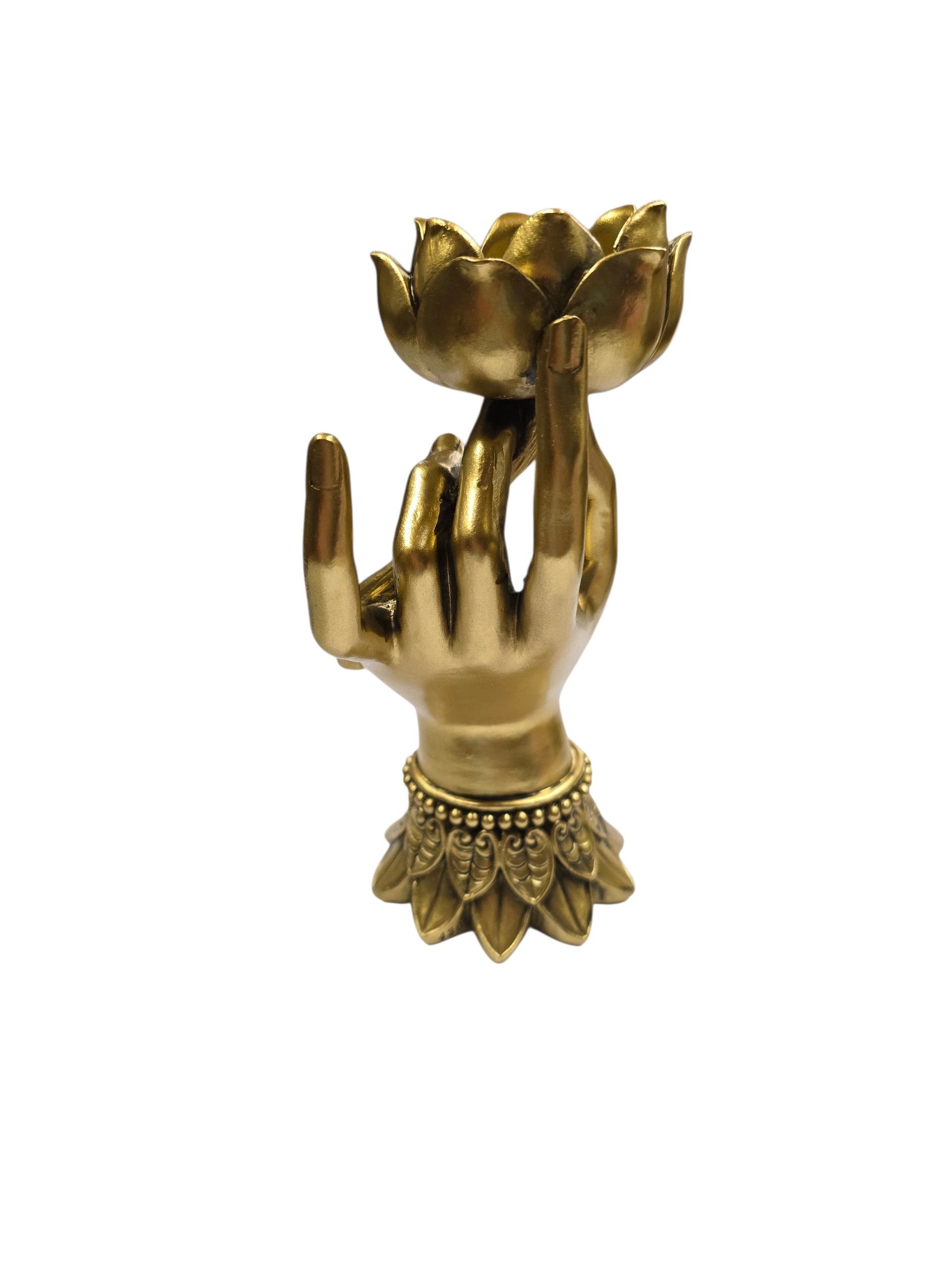 Theelichthouder Varada Mudra met Lotus goudkleurig