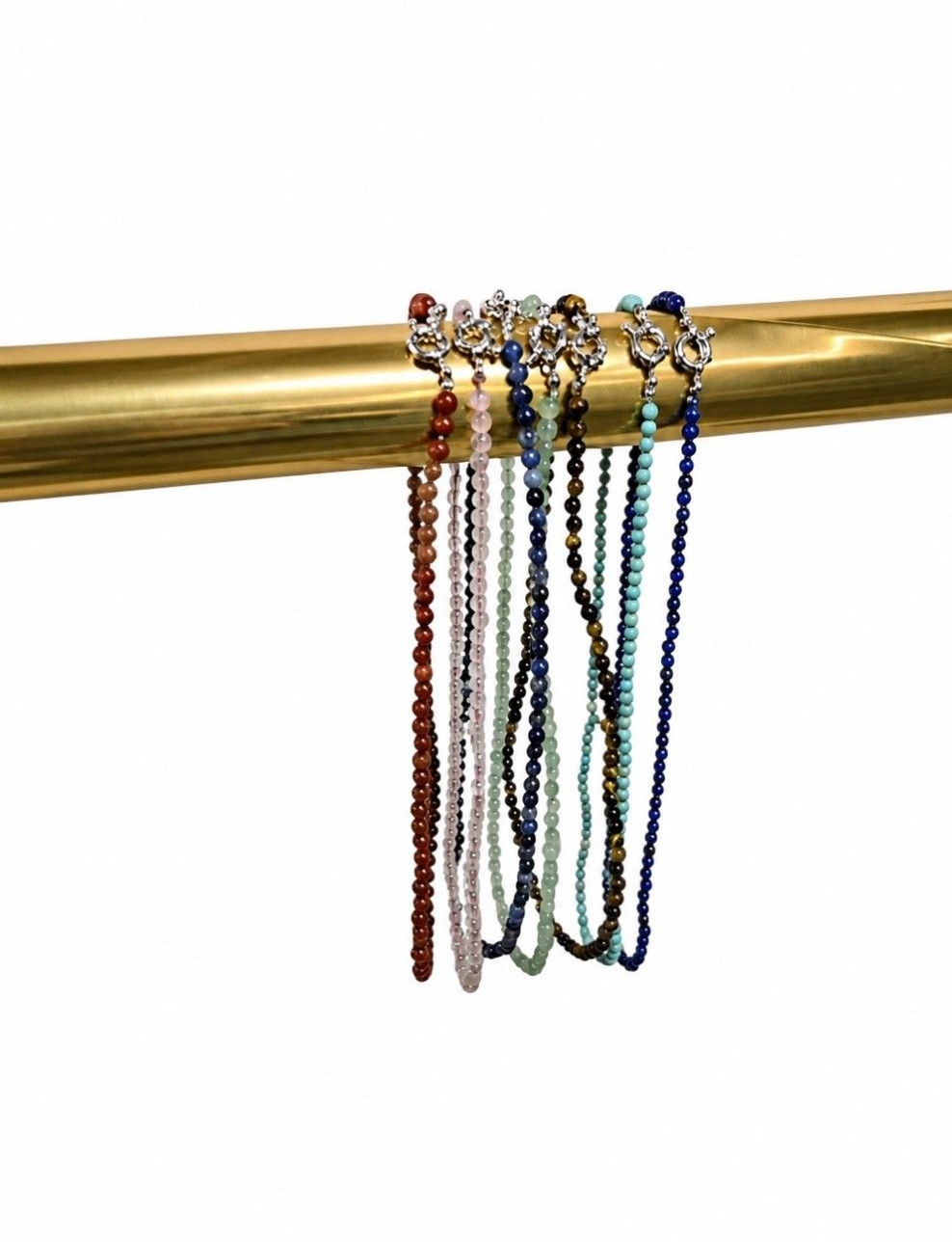 Edelstenen kogelcolliers 4mm met boeisluiting