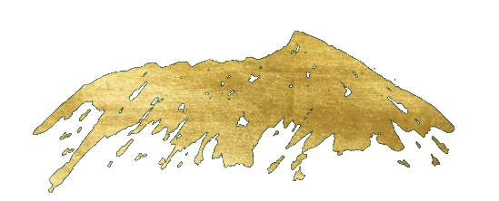 Golden-brown mountain ridge with a jagged snowy peak silhouette on white background