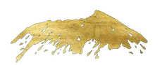 Golden-brown mountain ridge with a jagged snowy peak silhouette on white background