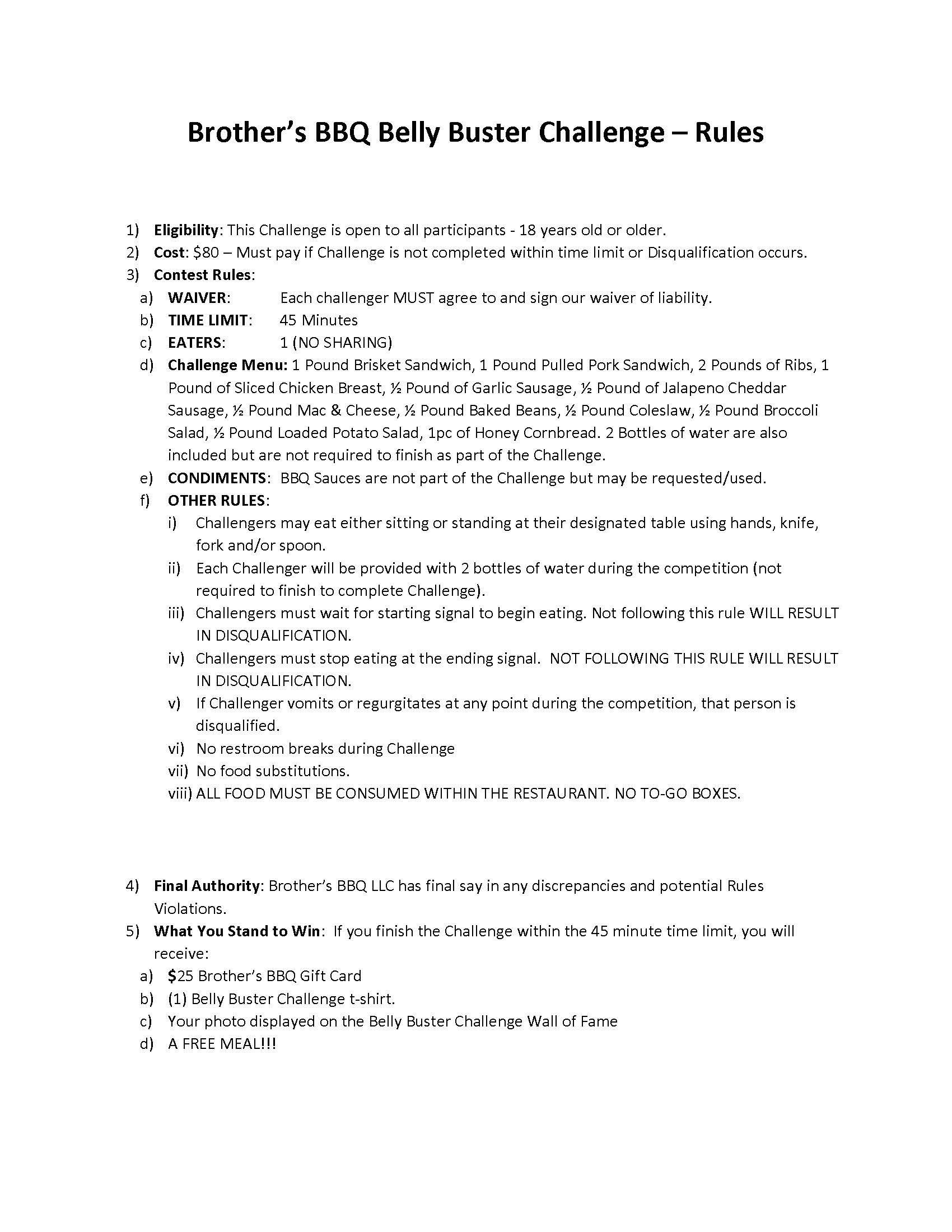 Belly Buster Challenge