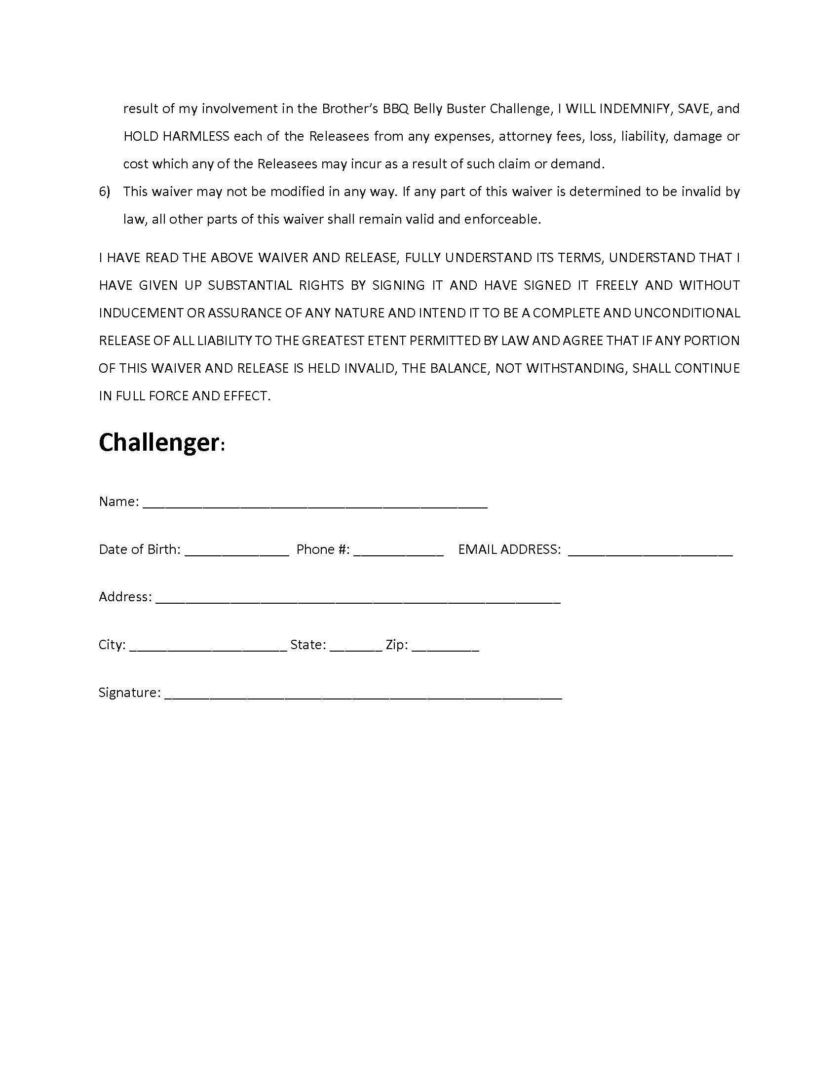 Belly Buster Challenge