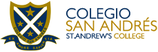 Logotipo del colegio: Escudo con bandera escocesa, estrellas y texto 