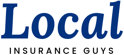 The logo for local insurance guys is blue and white.