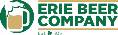 Erie Beer Company logo with a beer mug icon and green text, EST. 1933