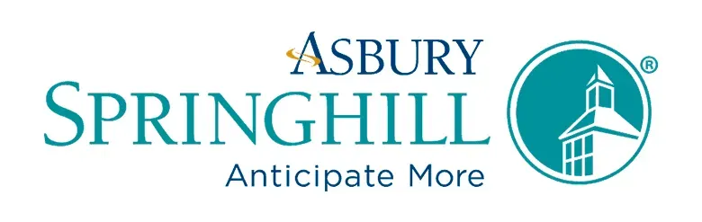 Asbury SpringHill logo with teal text, a lighthouse icon, and the tagline “Anticipate More”