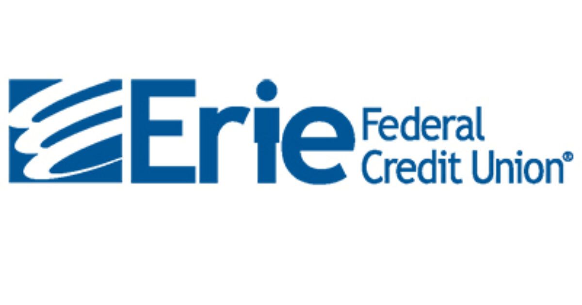Erie Federal Credit Union logo in blue text with stylized blue emblem