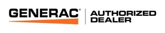 Generac Authorized Dealer logo with black text and orange swoosh on white background