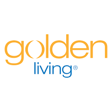 Golden Living logo in orange and blue on a white background