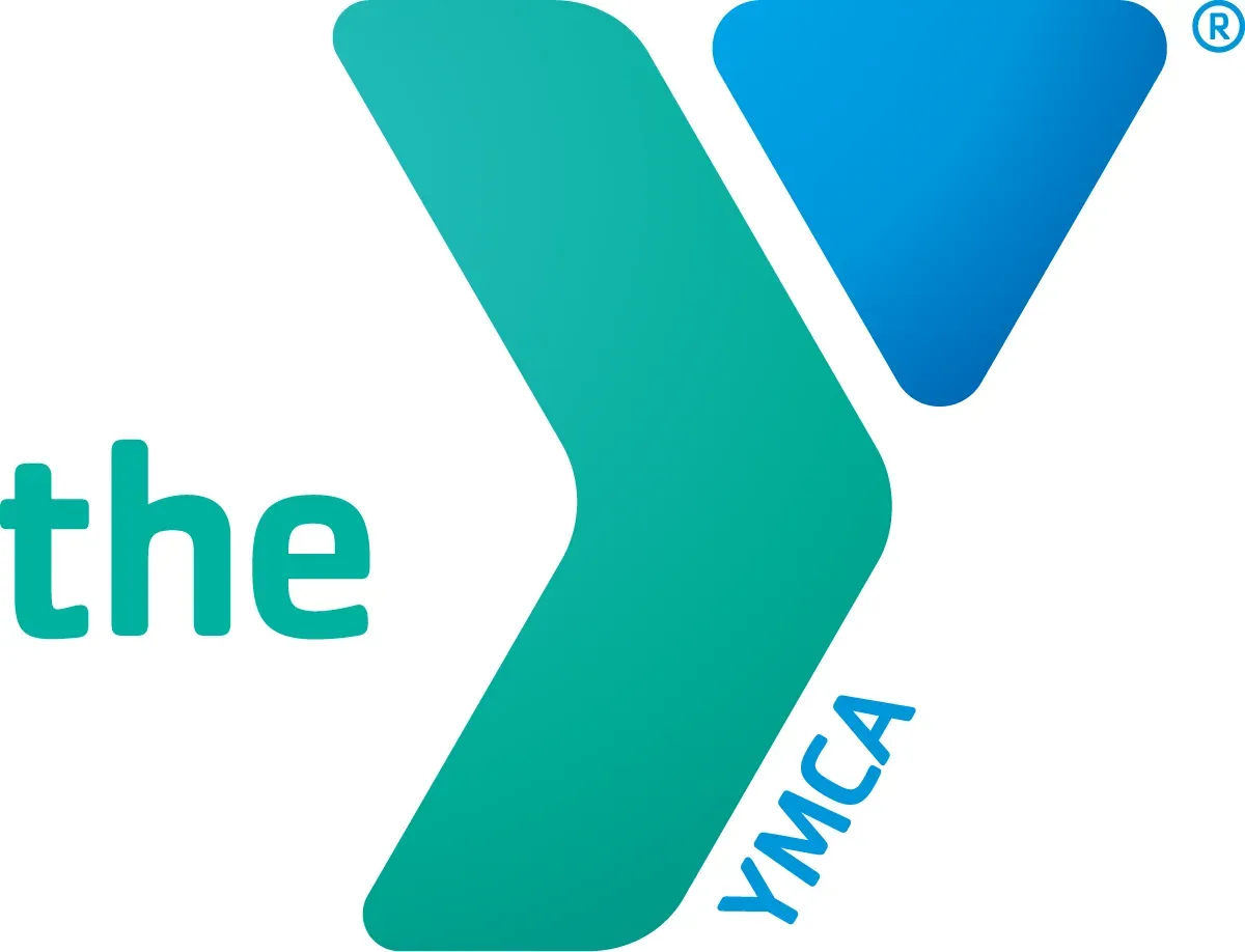 The YMCA logo in teal and blue with the word “the” and a stylized Y shape