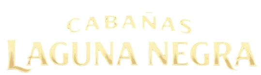 Gold “Cabañas Laguna Negra” logo on a white background