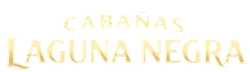 Gold “Cabañas Laguna Negra” logo on a white background