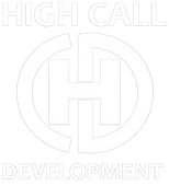 High Call Development logo with stylized H and circular C in light gray outline