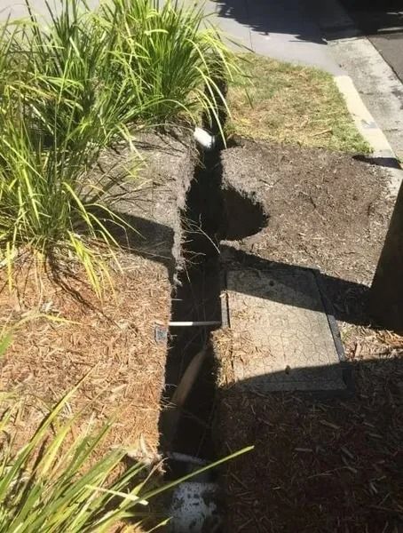 A Narrow Trench Drain in a Landscaped Area Next to a Curb and Plants — Tyzac Group in Beerwah, QLD