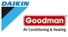 The logo for daikin and goodman air conditioning and heating.