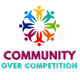 A colorful logo for a community over competition