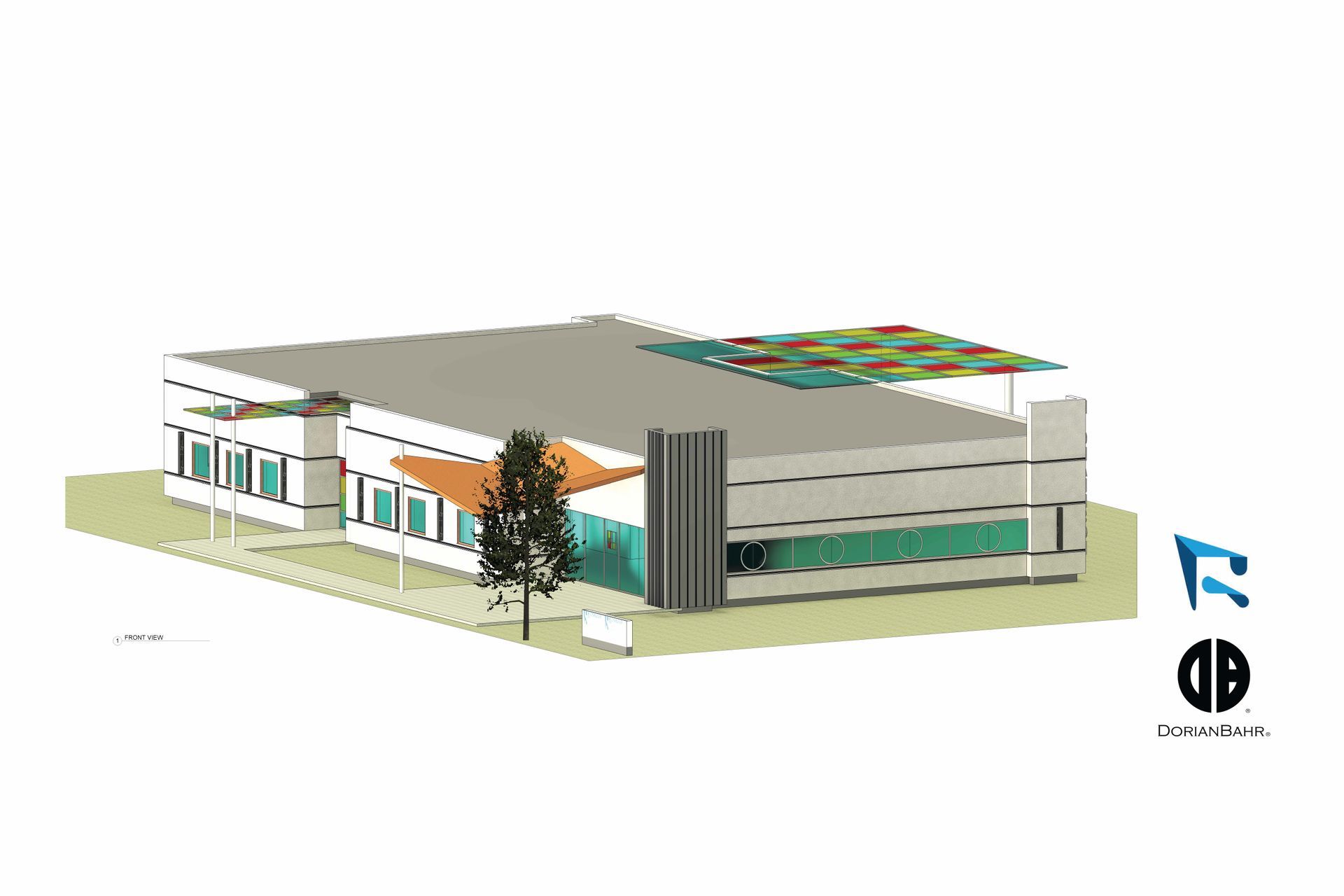 A 3d model  drawings of a chamber of commerce office 
