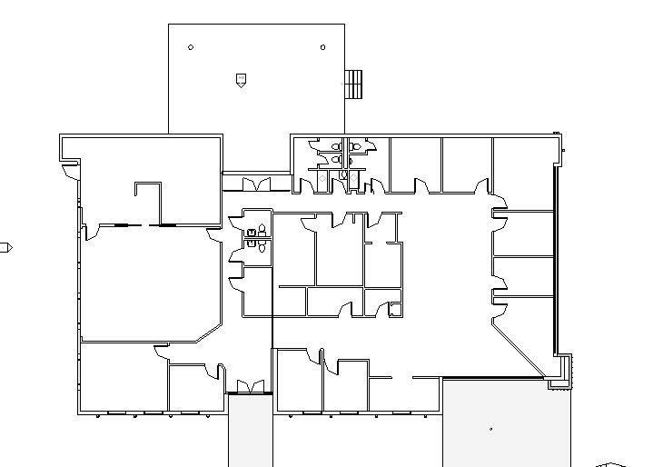 A black and white floor plan of a building on a white background.