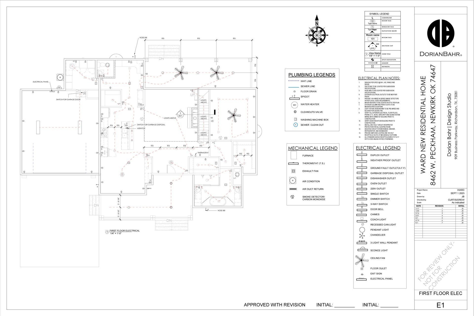 Architectural floor plan with symbols and legend.