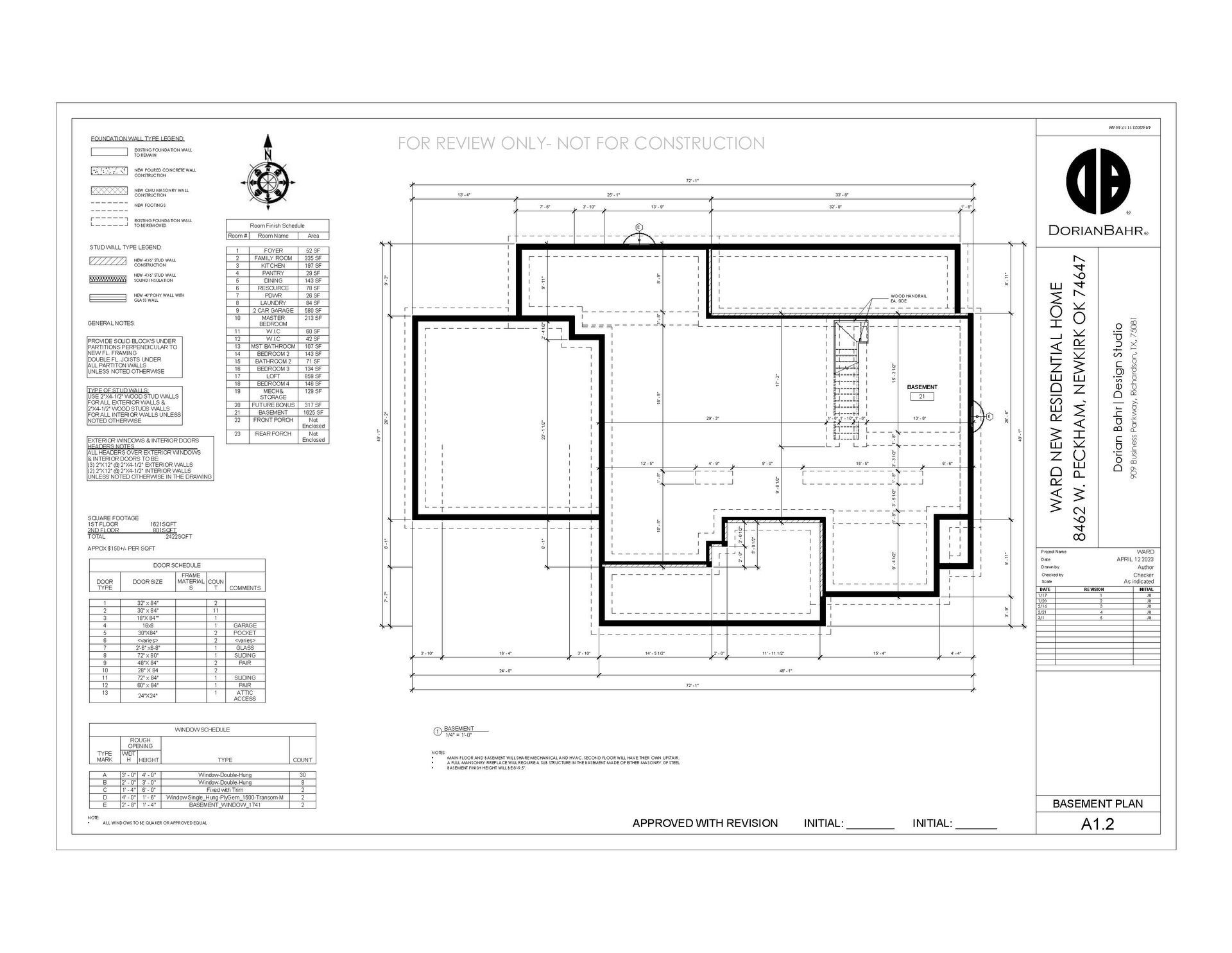 Architectural floor plan of a house with room layouts, symbols, and a legend; a blueprint-style drawing.