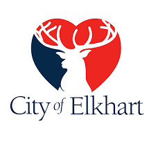 The city of elkhart logo has a deer in a heart.
