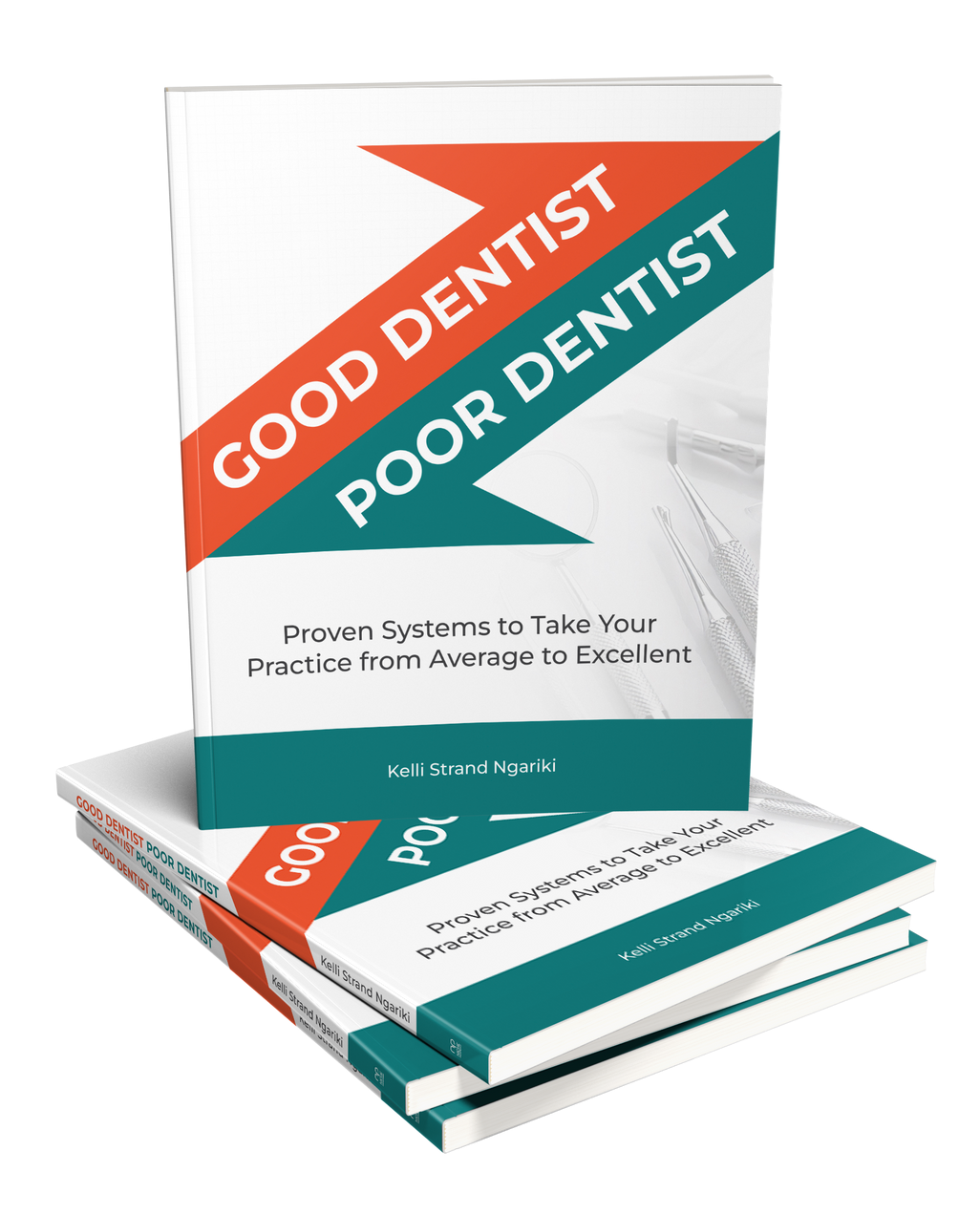 Book cover titled “Good Dentist, Poor Dentist” with orange and teal diagonal bands.