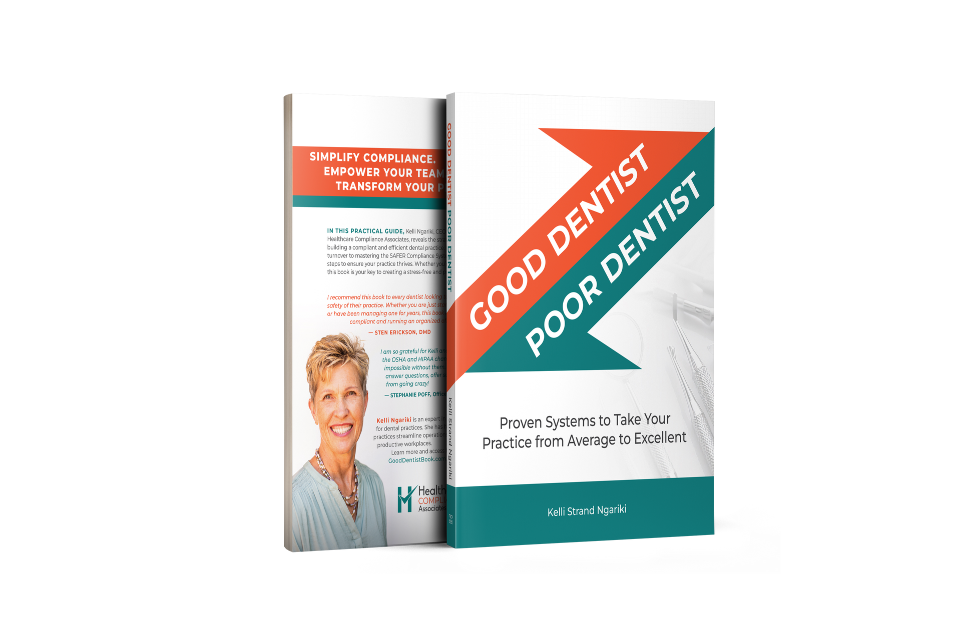 Good Dentist Poor Dentist Book cover with a picture of Kelli Ngariki on the back cover.