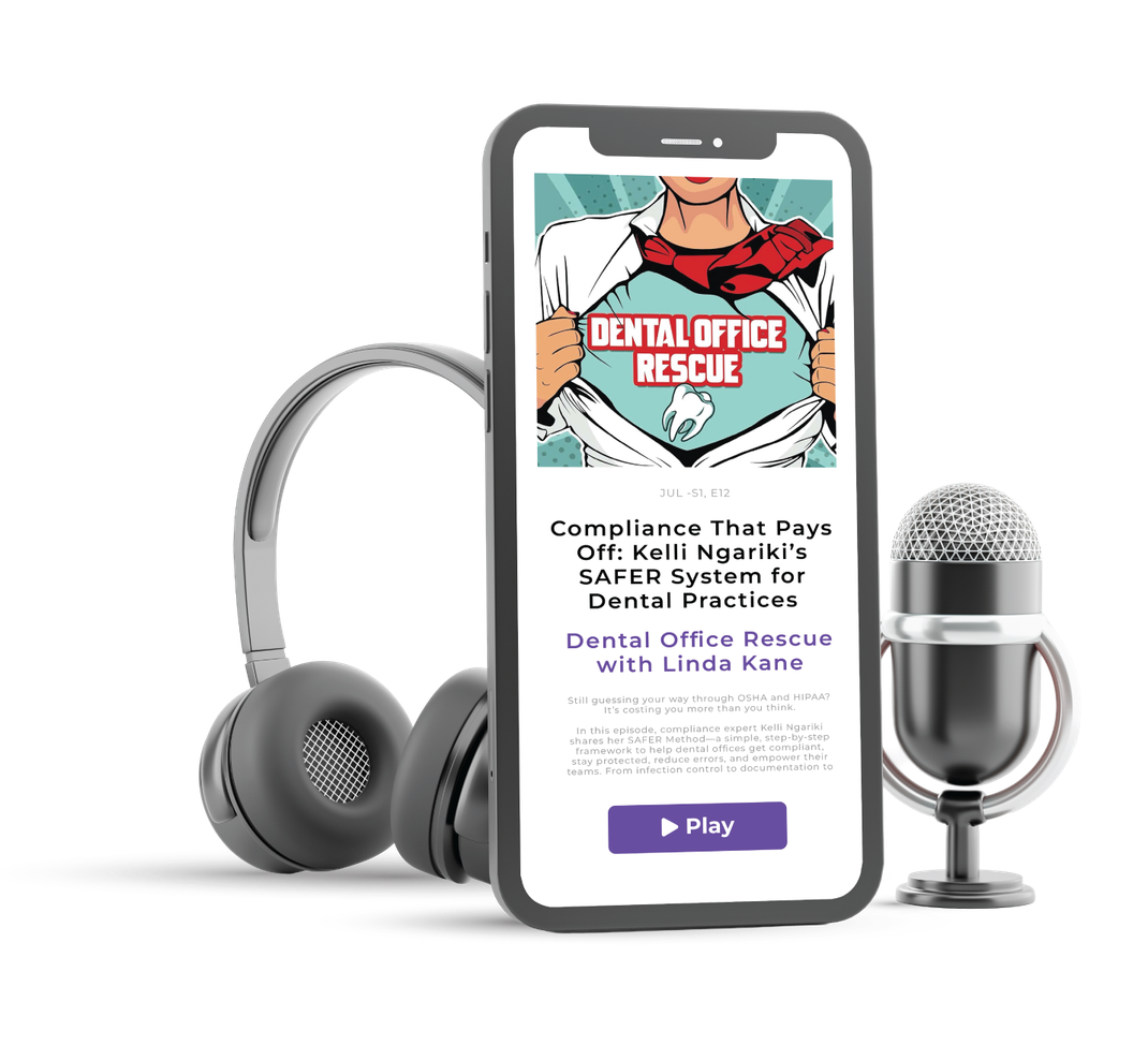 Podcast cover: A woman in a lab coat tears it open, revealing a