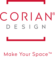 Corian Design logo in red and gray with the tagline “Make Your Space”