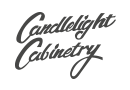 Cursive “Candlelight Cabinetry” logo in dark gray on a light background