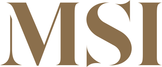 MSI logo in gold letters on a white background