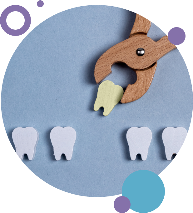 Image of wooden pliers exacting a wooden tooth