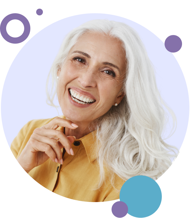 Smiling woman with a dental bridge