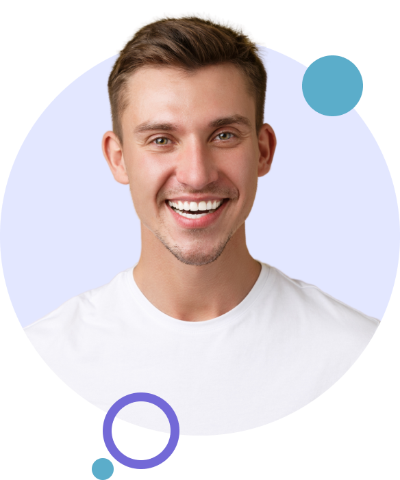 Smiling man with a dental crown