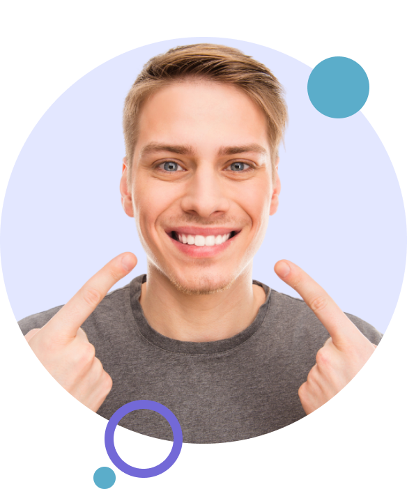 Smiling man with a dental crown