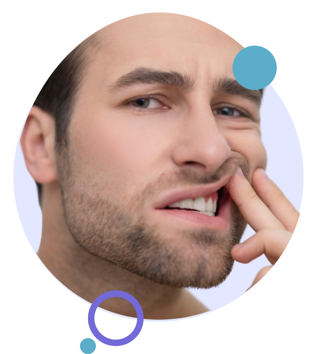 Picture of a woman having a toothache who needs a tooth extraction