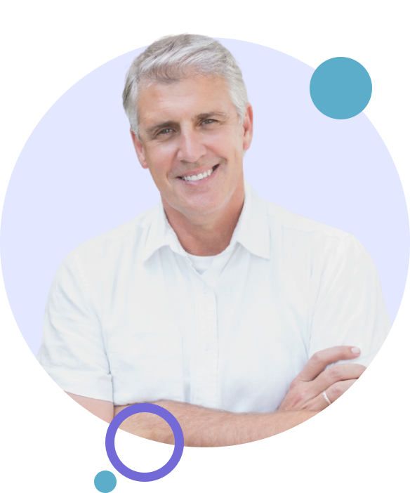 Smiling man with a dental bridge