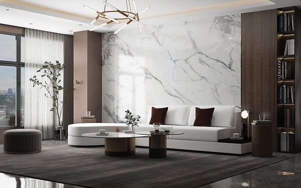 White Marbled Living Room