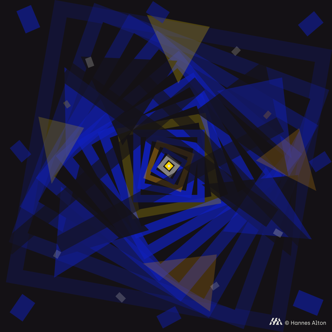 Abstract spiral pattern emerging from geometric chaos - order within disorder
