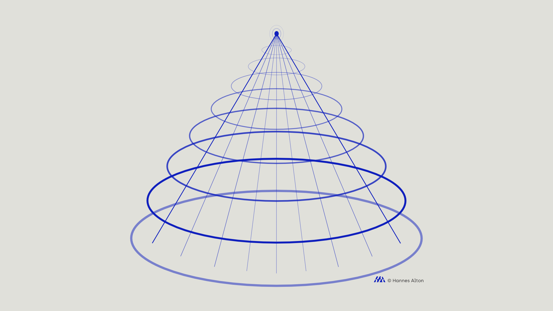 Abstract funnel opening downward – visual metaphor for organizational design and conscious architecture.
