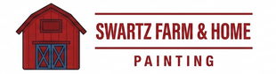 Swartz Farm and Home Painting logo — red barn icon with red text on white background.