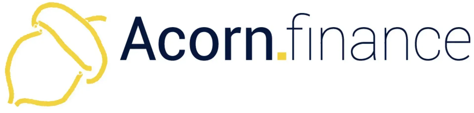 The logo for acorn finance is blue and yellow