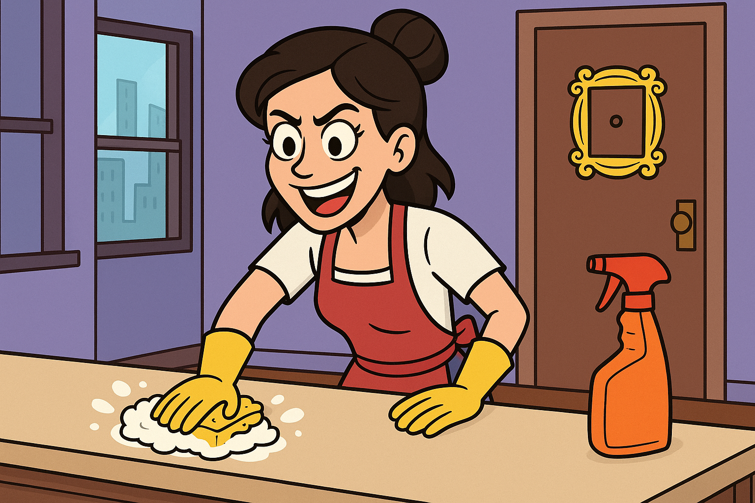 monica from friends cleaning