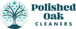 Logo of Polished Oak Cleaners featuring a tree at the center