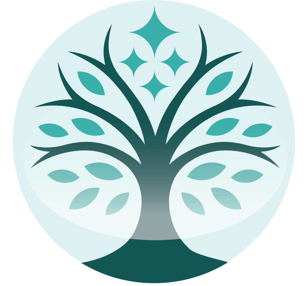 An illustration of a tree with leaves in a circle
