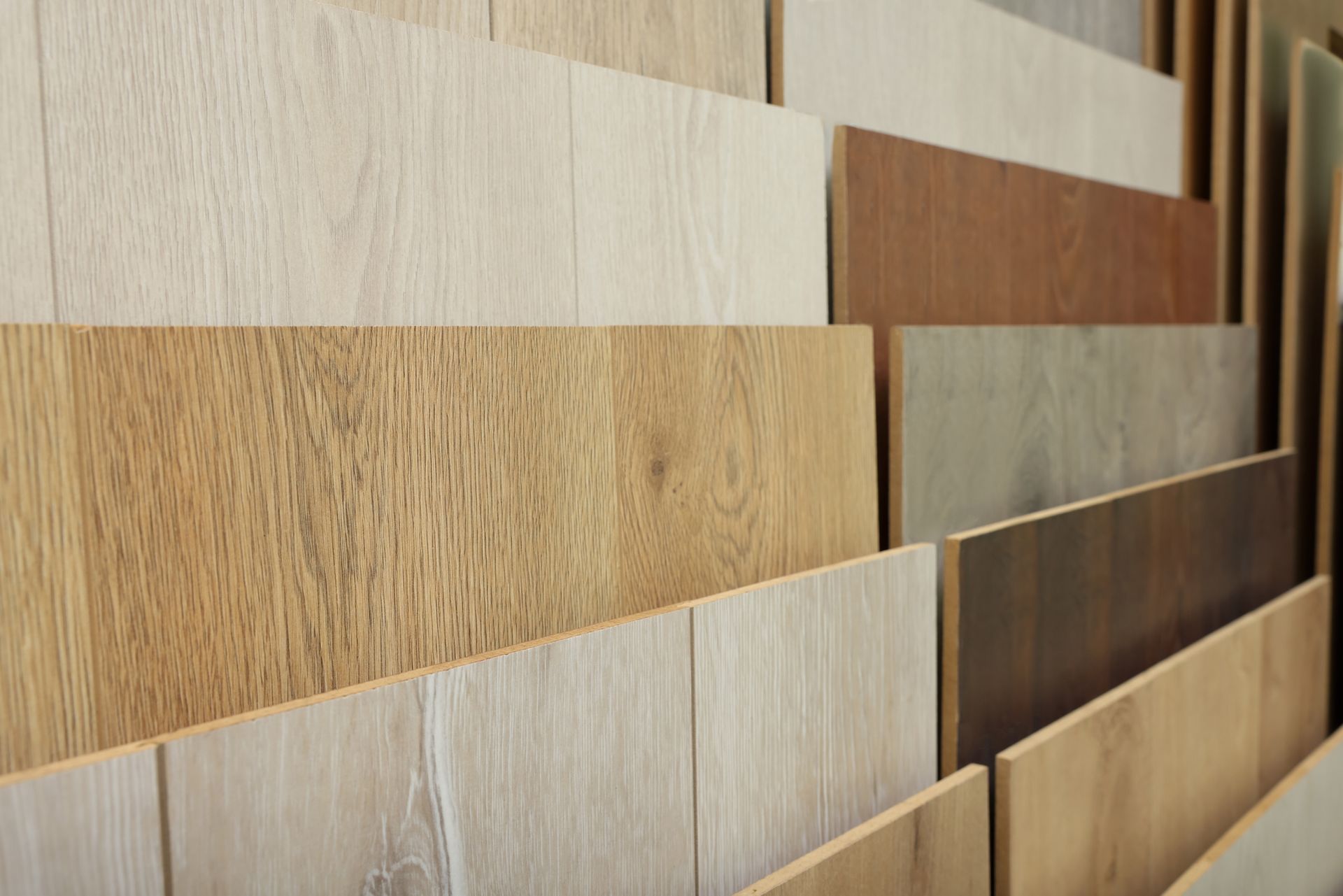 Samples of wood flooring.