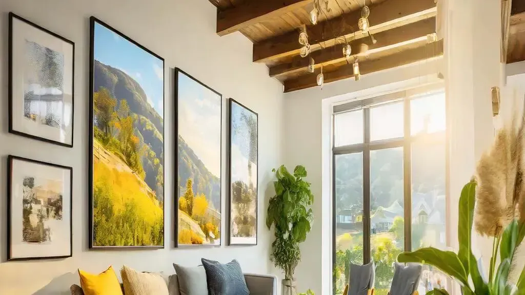 Custom framed photo prints installed on an office wall in Atlanta