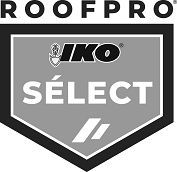 Un logo noir et blanc pour Roofpro Select.