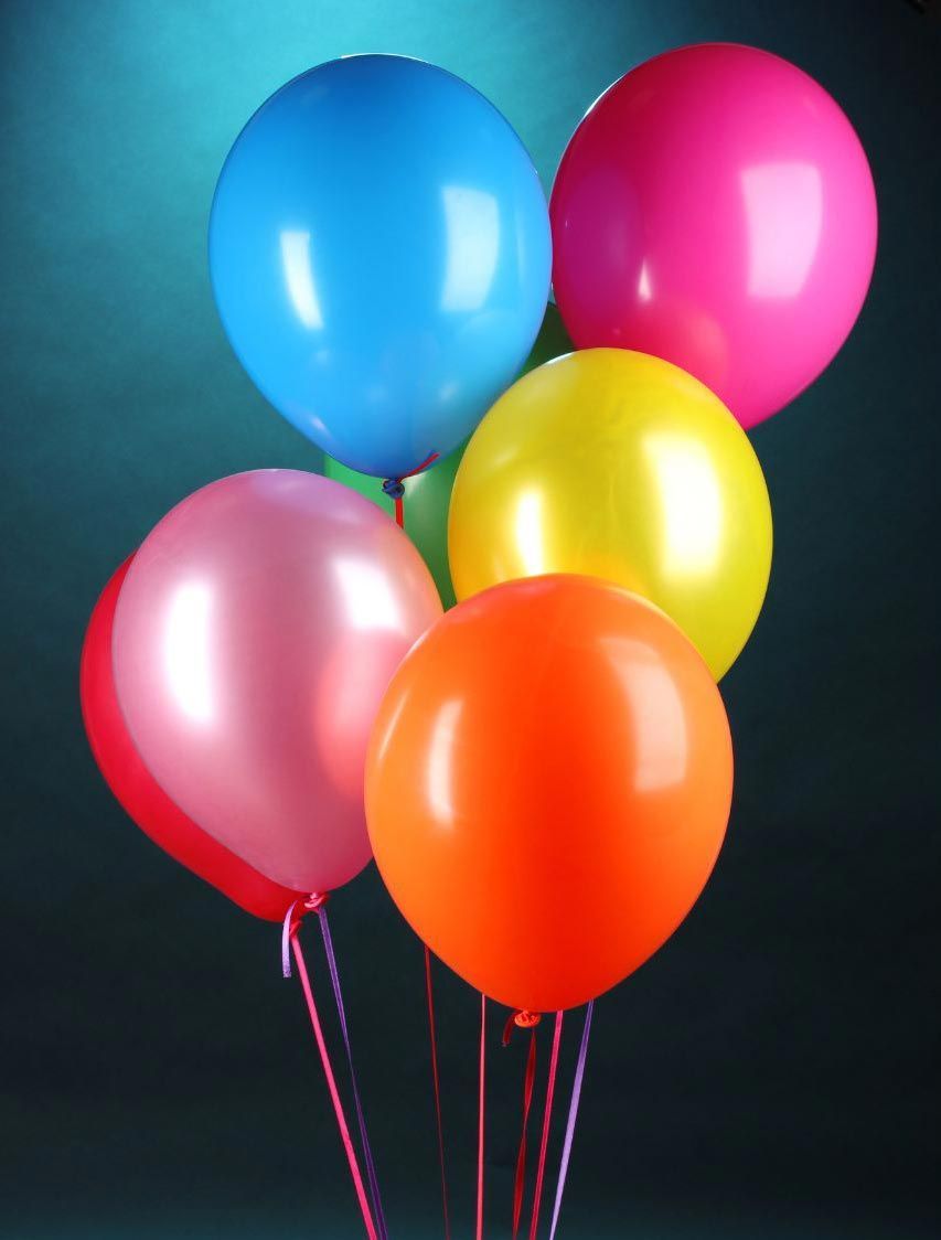 helium balloons in bright colors